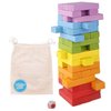 Pidoko Kids Wooden Stacking Building Blocks (49 Pcs) - Colorful Tumbling Blocks Board Games for Family Game Night - Montessori Toys Gifts, includes Storage Bag