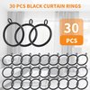 30 PCS Curtain Rings, 1.5 Inch Curtain Rings Metal Drapery Ring for Curtain Rods Black