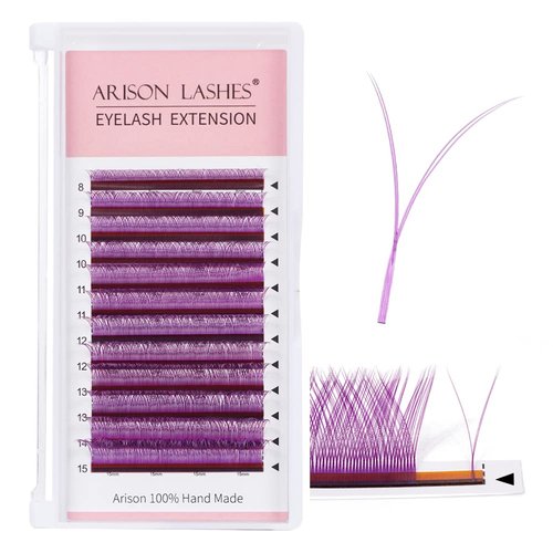 Light purple YY Eyelash Extension Lashes D Curl 0.07mm, 8-15mm Faux Mink Cluster Lash Extensions Soft Y Lashes Extensions Premade (8-15MM, 0.07-D,Light purple)