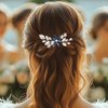 Unicra Silver Crystal Hair Comb Rhinestone Bridal Wedding Hair Pieces Flower Hair Accessories for Women and Brides (Blue)