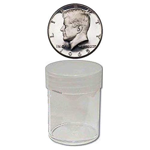 Coin Tubes (5) BCW Brand Round Clear Plastic (Half Dollars) Size Coin Storage Tube Holders with Screw on Lid