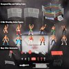 32Pcs Wrestling Toys for Kids, Wrestlers Playset with 12 Wrestling Action Figures, 2 Wrestling Rings, Many Realistic Accessories, Toy Figures & Playset Gift for 2 3 4 5 6 Boys Girls, Cool Cake Toppers