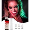Vampire Teeth Halloween Decorations - Fake Teeth Halloween Decor, Vampire Fangs for Cosplay Accessories as Halloween Props, Halloween Accessories incl Vampire Teeth & Blood Gel (1OZ) & Adhesives Beads