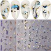JMEOWIO 8 Sheets Marble French Tip Nail Art Stickers Decals Self-Adhesive Pegatinas Uñas Wave Line Nail Supplies Nail Art Design Decoration Accessories