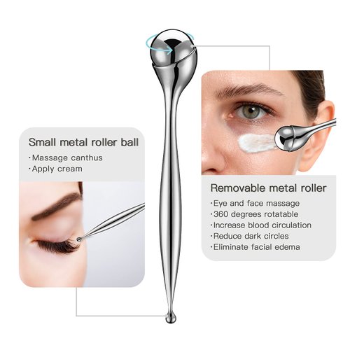 Lisapack Metal Eye Cream Roller Wand, Face Massage, Facial Massager for Applicator, Reduce Puffiness