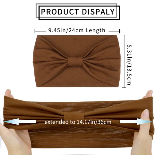 AWUMBUK Wide Headbands for Women Knotted No Slip Head Bands Soft Turban Headband Hair Accessories Boho African Solid Color Head Wraps for Women Yoga Workout Pack of 6(Classic)