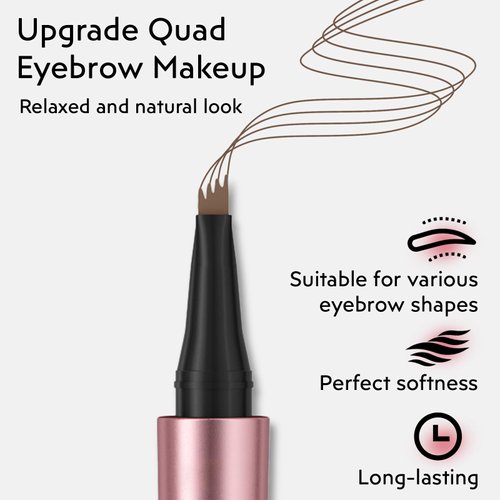 2Pcs Microblading Eyebrow Pen, Long-Lasting Waterproof Eyebrow Pencil with 4-Fork-Tip for 3D Realistic Brow, Easily Create Natural Hair-Like Brow Last All-Day, Eye Brow Pencils for Women -Dark Brown
