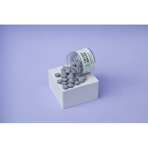 Crush & Brush Toothpaste Tablets-Mint Charcoal Glass JAR - 60g ~ 80 Tablets
