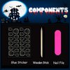 Halloween Press on Nails Short Almond Fake Nails Nude Pink False Nails With Designs Cute Ghost Star Glue on Nails Full Cover Acrylic Stick on Nails Glossy Artificial Nails for Women 24Pcs