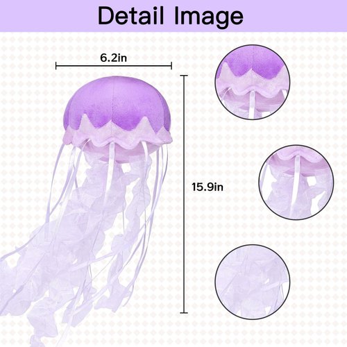 KAYBOBEZK Jellyfish Plush, Jellyfish Stuffed Animal Toy, Simulation Cute Purple Jelly Fish Plush Pillow Room Decor Toy, Unique Plush Gifts for Kids Cute
