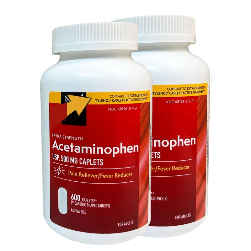 Acetaminophen 500 mg Extra Strength Caplets, 600 Count (Pack of 02)