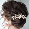 Foyte Crystal Wedding Hair Comb Flower Bride Headpiece Gold Rhinestone Hair Piece Bridal Side Hair Accessories for Women and Bride