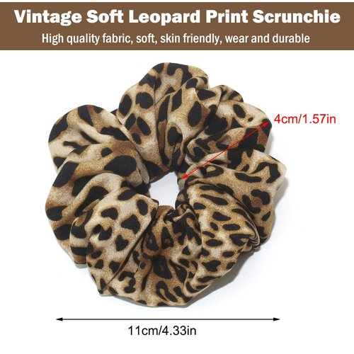 AKOAK 1 Pack Hair Scrunchies for Women - Vintage Leopard Print Scrunchies, Hair Accessories, Ponytail Elastic Headband