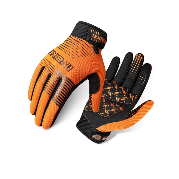 INBIKE Mens Mountain Bike Gloves Breathable Stretchy Touch Screen Wear-Resistant Outdoor Sports for Cycling Biking Bicycle Orange Medium