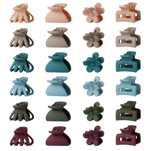 MIKONIKO 24PCS Small Hair Claw Clips, 1" Mini Tiny Hair Jaw Clips for Women Girls Thin/Medium Thick Hair, Multicolored Cute Hair Styling Accessories (Color D)