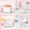 Silipull 5 Pcs 1:12 Scale Wooden Dollhouse Furniture Set White Miniature Wood Bedroom Furniture Wooden Dollhouse Accessories Encourage Creative and Imaginative Play for Kid Miniature Bathroom Kitchen