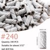 ERUIKA 100pcs Nail Drill Bits Small Sanding Bands with Upgrade 3.1mm Mandrel Bit, 240 Extra Fine Grit Nail File Sanding Bands for Acrylic Nails Gel Removing Shaping Manicures and Pedicure(Zebra,240)