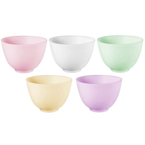 Hulless 3.3 Inch Silicone Facial Mask Mixing Bowl for Facial Mask, Mud Mask and Other Skincare Products Medium Multi colored 5 Pcs.