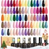 ROSALIND Christmas Gel Nail Polish Set, 26 Colors Gel Polish with 4Pcs Gel Base and Glossy Matte Glitter Top Coat All Seasons Nude Blue Red Nails Gel Kit DIY Salon at Home