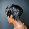 PangDongLai 10A Pixie Cut Wigs for Black Women 1b/30 Color Short Layered Pixie Human Hair Wigs With Bangs Brazilian Virgin Human Hair Wigs for Women Glueless Full Machine Made Wigs
