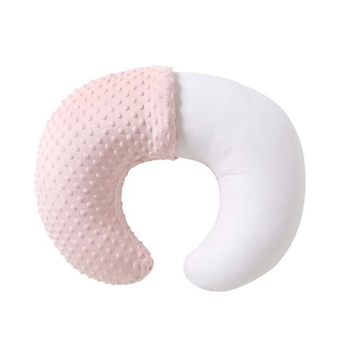 QUENESS Nursing Pillow and Positioner, Breastfeeding, Bottle Feeding, Baby Sitting Support with Removable Ultra Soft Minky Cover, Tummy Time Support for Baby Boys and Girls (Lightpink)