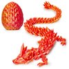 3D Prited Dragon,3D Printed Dragon in Egg, Home Office Decor Executive Desk Toys， Fidget Toys for Adults and Kids (Silk Red)