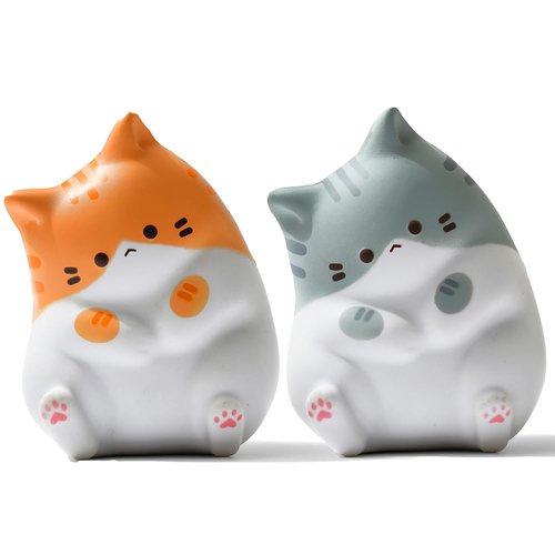 ZRENJHUS Cat Sensory Toys Desk Pets for Kids Classroom Stress Relief Toys for Anxiety Toys Gifts for Game School Gifts Festival Party Favors( Gray + Orange )