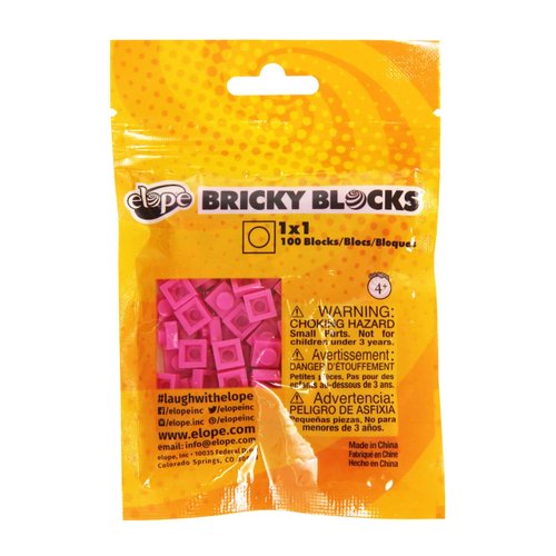 elope BRICKY BLOCKS - 100 Piece Set: Build, Play, and Create with Fun Interlocking Brick Set - Magenta
