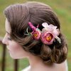 Fangsen Silver Wedding Rose Flower Hair Comb Bridal Flower Hair Clip Floral Hair Accessories for Women and Girls (Purple)