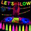 Qpout Neon Glow Party Supplies Includes Let's Glow Banner Neon Paper Tassels and Neon Triangle Banner Flags Glow in The Dark Party Supplies for Birthday Halloween Party Decorations