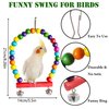 Bird Parakeet Cockatiel Toys, ESRISE Natural Wood Hanging Bell Pet Bird Cage Hammock Swing Climbing Ladders Wooden Perch Mirror Chewing Toy for Budgerigar, Conures, Love Birds