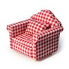 Dollhouse Couch with Pillow 1 12 Scale Miniature Sofa Arm Chair Living Room Furniture Wooden Fabric Frame Single Reading Chair Artificial House Room Scene Decoration (Plaid)