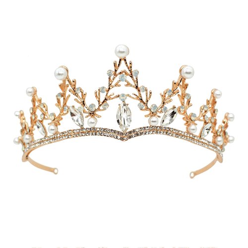 Ursula Costume Women Crown, Vofler Gold Tiara Mermaid Evil Queen Elf Witch Seashell Shell Coral Pearl Branch Headband Accessories for Princess Bride Adult Girl Halloween Party Birthday Wedding Pageant