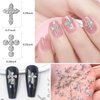 JERCLITY 20pcs 3D Cross Nail Charms Silver Cross Charms for Nails Nail Cross Charms with Clear Rhinestones 3D Jewelry Making Nail Art Accessories 3D Nail Cross Charm for Women