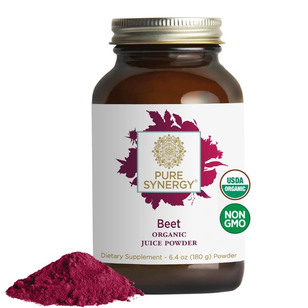 PURE SYNERGY Organic Beet Juice Powder | Pre-Workout Supplement | Organic Beet Root Juice Powder | for Healthy Circulation, Exercise, and Detoxification (6.4 oz. Powder)