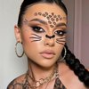 Leopards Lions Face Gem Sticker Halloween Face Tattoos Stickers Forest Animals Temporary Tattoos Stickers Glittery Eye Face Body Sticker for Makeup Halloween Face Decor 2 Sheets.(B-Leopards Lions)