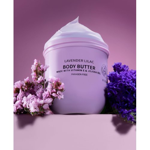 LOVERY Lavender Lilac Body Butter - Shea Cream with Jojoba Oil & Vitamin E - Hydrating Natural Moisturizer for Hands - 12 Fl Oz