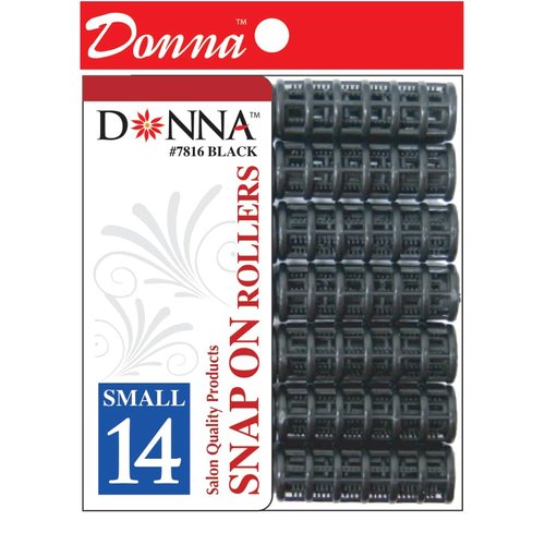 DONNA Snap on Rollers Rollers Foam Hair Rollers Hair Curlers Hair Clips for Hairdressing Styling Heatless Hair Curler 1/2"(D) SMALL BLACK 14PCS