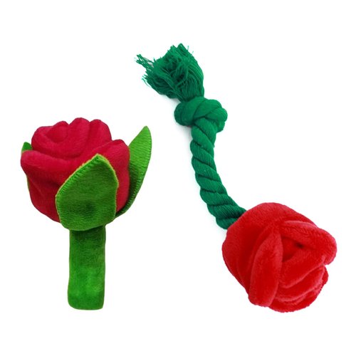 Stuffed Dog Toy Squeak Plush Rose Flower Puppies Teething Toy Interactive Chew Toy for Dogs Improves Pet Healthy plush rose flower dog toy squeak cute chew toy for chewers multifunctional dog chewing
