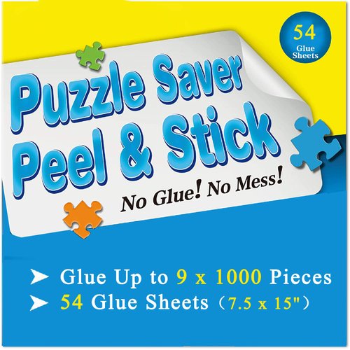 Preserve 9 X 1000 Piece Puzzle Glue Sheets Clear Saver Peel and Stick 54 Puzzle Saver Sheets Puzzle Frame Kit Puzzle Glue Clear No Stress and No Mess Adhesive Sheets Preserve Puzzle for Adult and Kids