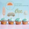 The Big One Cupcake Toppers, 1st Birthday Ocean Surf Cupcake Toppers，"ONE" Birthday Cake Decoration,Surf Bus Cake Topper，Swimming Beach Themed Party Ocean Baby Shower Party Supplies