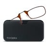 ThinOptics Universal Pod Rectangular Reading Glasses, Brown Frames/Black Case, 2 x + 2