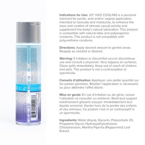 JO H2O Cooling Lubricant, Tingling Sensation Lube for Men, Women and Couples, 4 Fl Oz