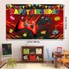 Mpanwen Video Game Birthday Party Decorations - 109Pcs Red and Black Gamer Gaming Party Supplies For Boys Birthday Party - Gaming Backdrop, Table Cover, Hanging Swirls, Topper, Balloons