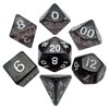 Polyhedral 7 Die Set Resin Dice: Ethereal Black with White Numbers