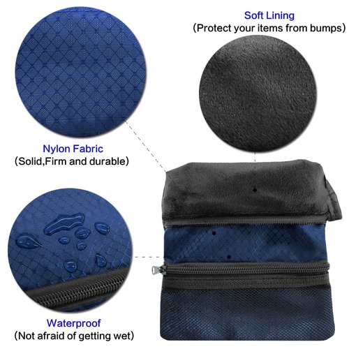 Amy Sport Golf Pouch Bag Tee Pouch Multi Pocket Clip Zipper Hook to Bag 2 Pack with 5 Pcs Cup Tees Value Set Nylon Valuables Holder for Men Women (2 Pack-Black&Blue)