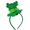 Needzo Little Top Hat St. Patrick's Day Sequin Headband, Green Hair Accessory With Clovers and Tulle for Holidays and Themed Parties, One Size Fits Most (Top Hat with Clovers and Tulle)