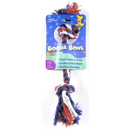 Two Knot Rope Bone Dog Toy in multicolors, Size: Small