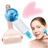 Kalevel Beauty Ice Roller Face Massager Skin Care Tools and Gua Sha Facial Tool with Blue Ice Globe Set for Women Neck Body Lifting Migraine