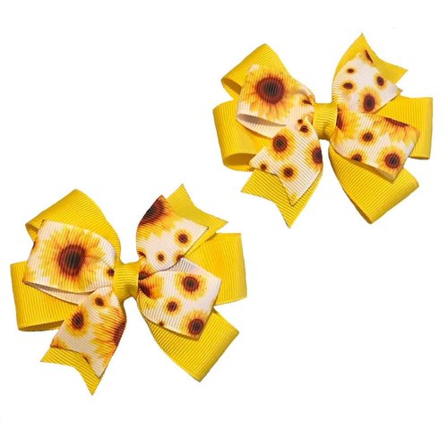 Yellow Sunflower Toddler Hair Bow Set
